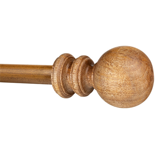 Amos Rustic Farmhouse Natural Oak Wood Curtain Rod Set