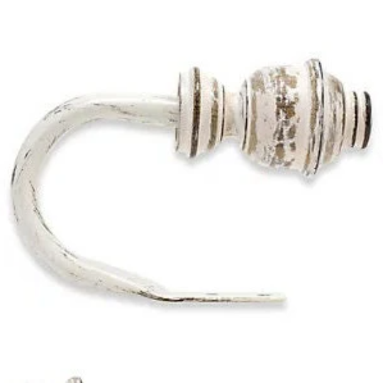 Farmhouse Natural Wood Rustic Distressed Ivory White Curtain Holdbacks Set of 2