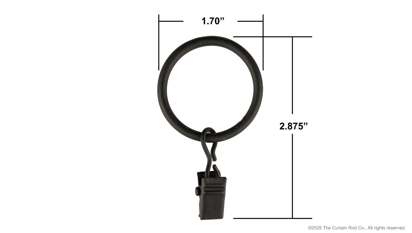 Home Decor Curtain Rods Clip Rings Matte Black Set of 7