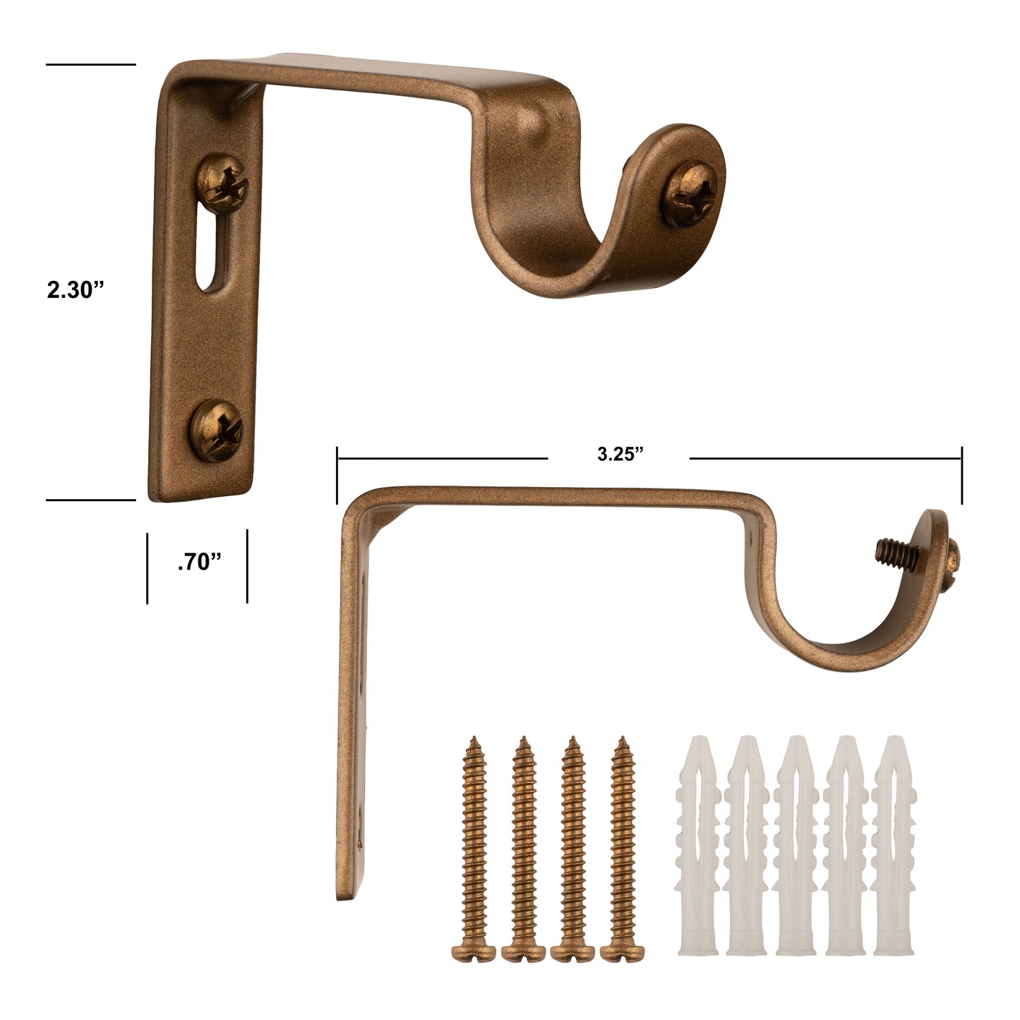 Modern Brass inlay & White Marble Curtain Rod Set