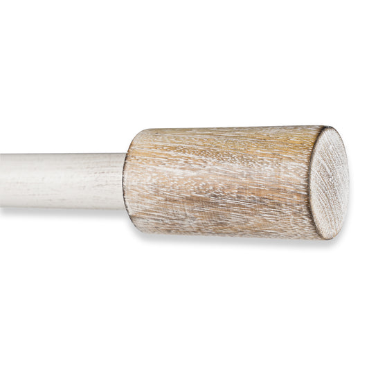 Modern Farmhouse Distressed White Barrel Curtain Rod Set