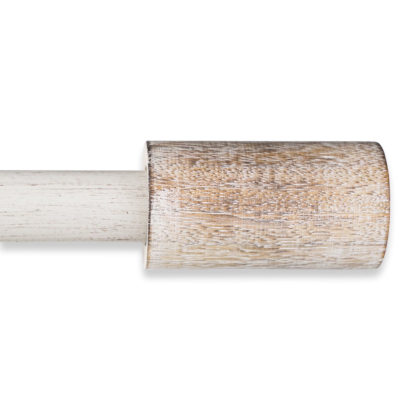 Modern Farmhouse Distressed White Barrel Curtain Rod Set