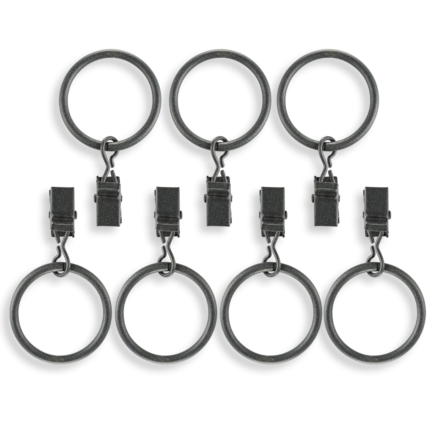 Home Decor Curtain Rods Clips Rings Grey Clip Rings Set of 7