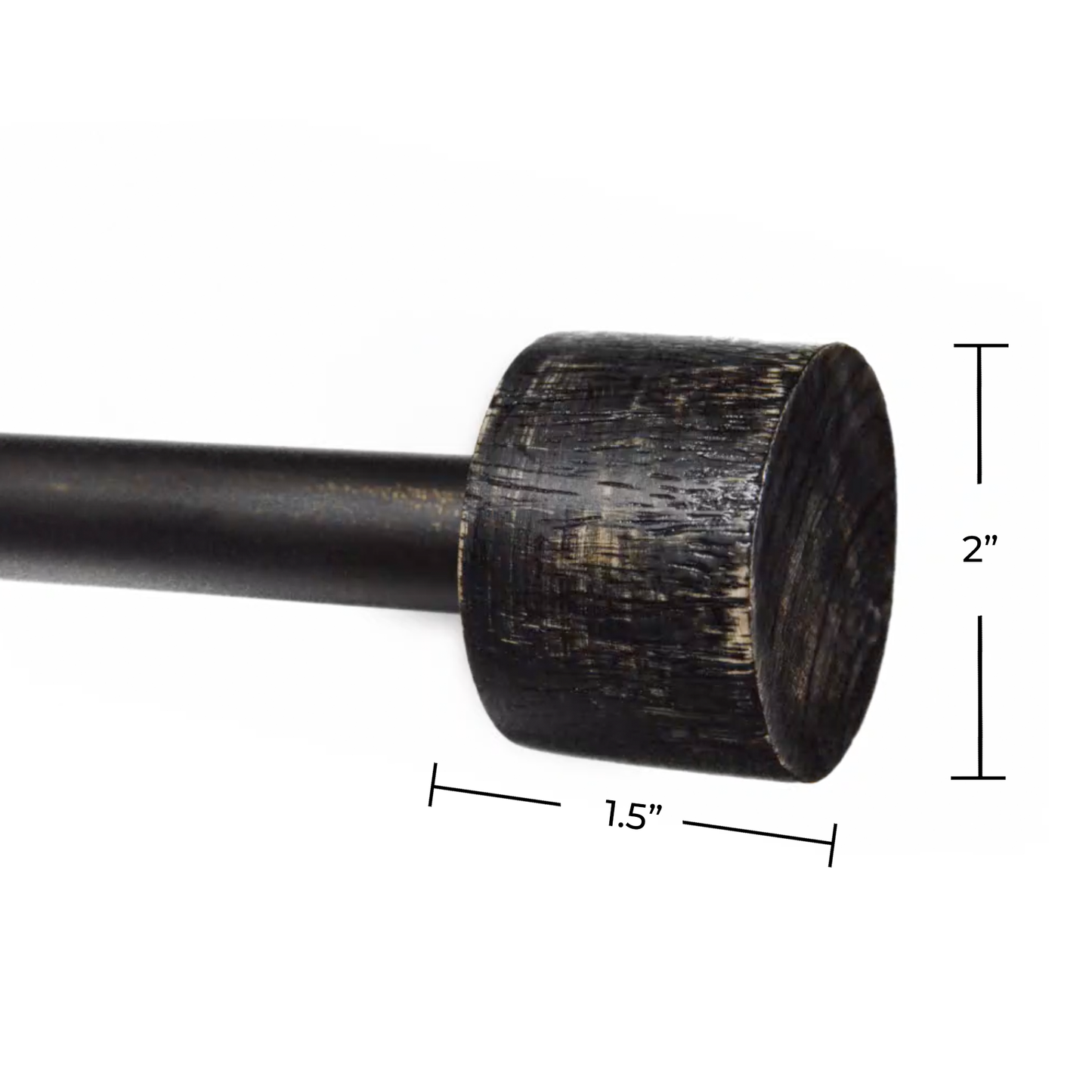 Modern End Cap Distressed Black Farmhouse Curtain Rod Set