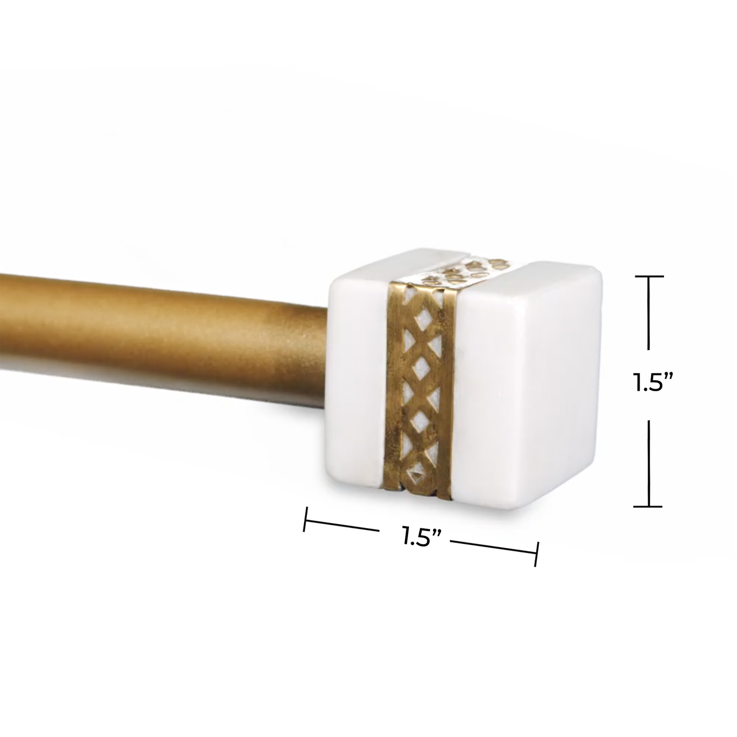 Modern Brass inlay & White Marble Curtain Rod Set