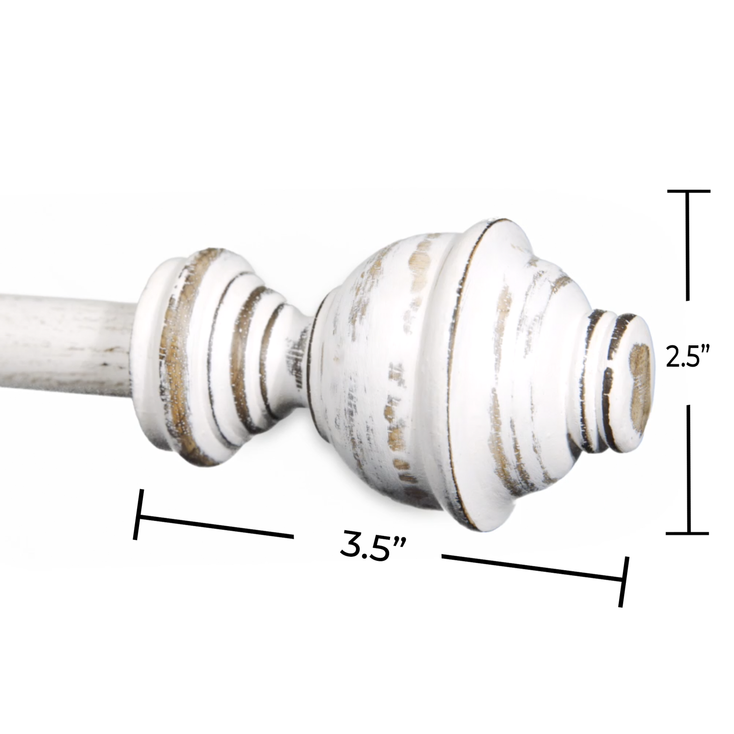 Cambridge Farmhouse Rustic Curtain Rods Distressed Ivory White 28"- 48", 48"- 84", 84"- 144" (Single Curtain Rod) (Set of 2)