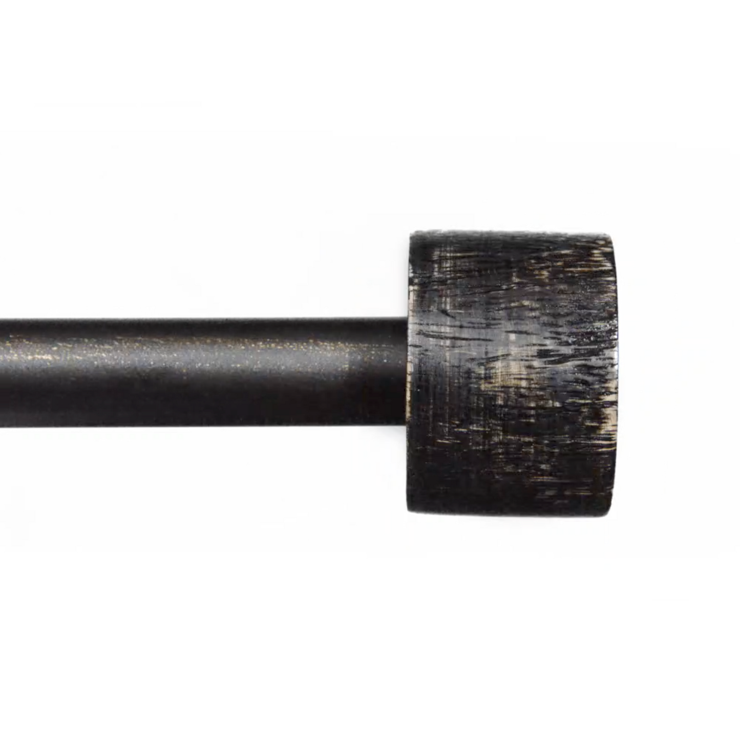 Modern End Cap Distressed Black Farmhouse Curtain Rod Set