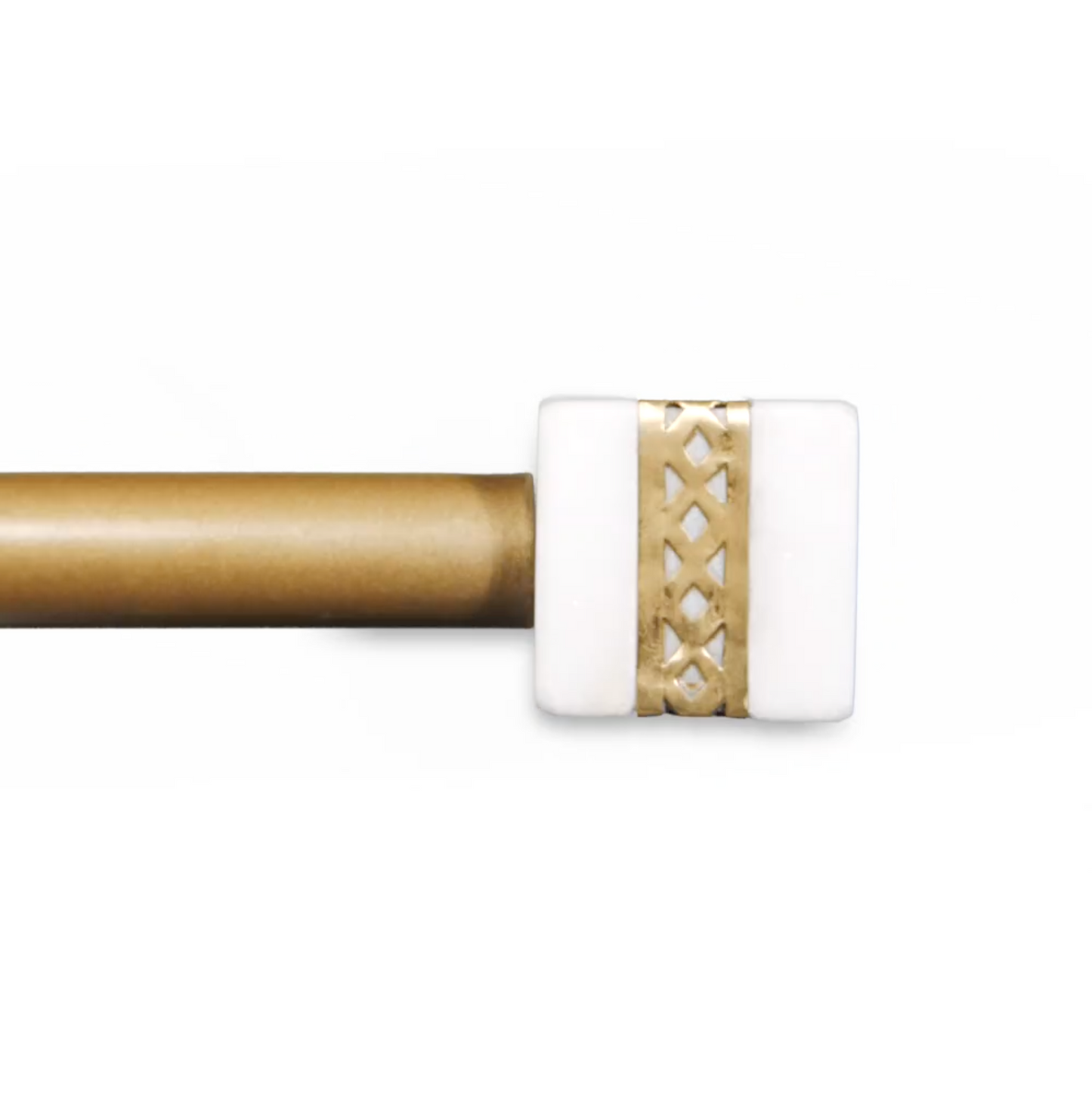 Modern Brass inlay & White Marble Curtain Rod Set