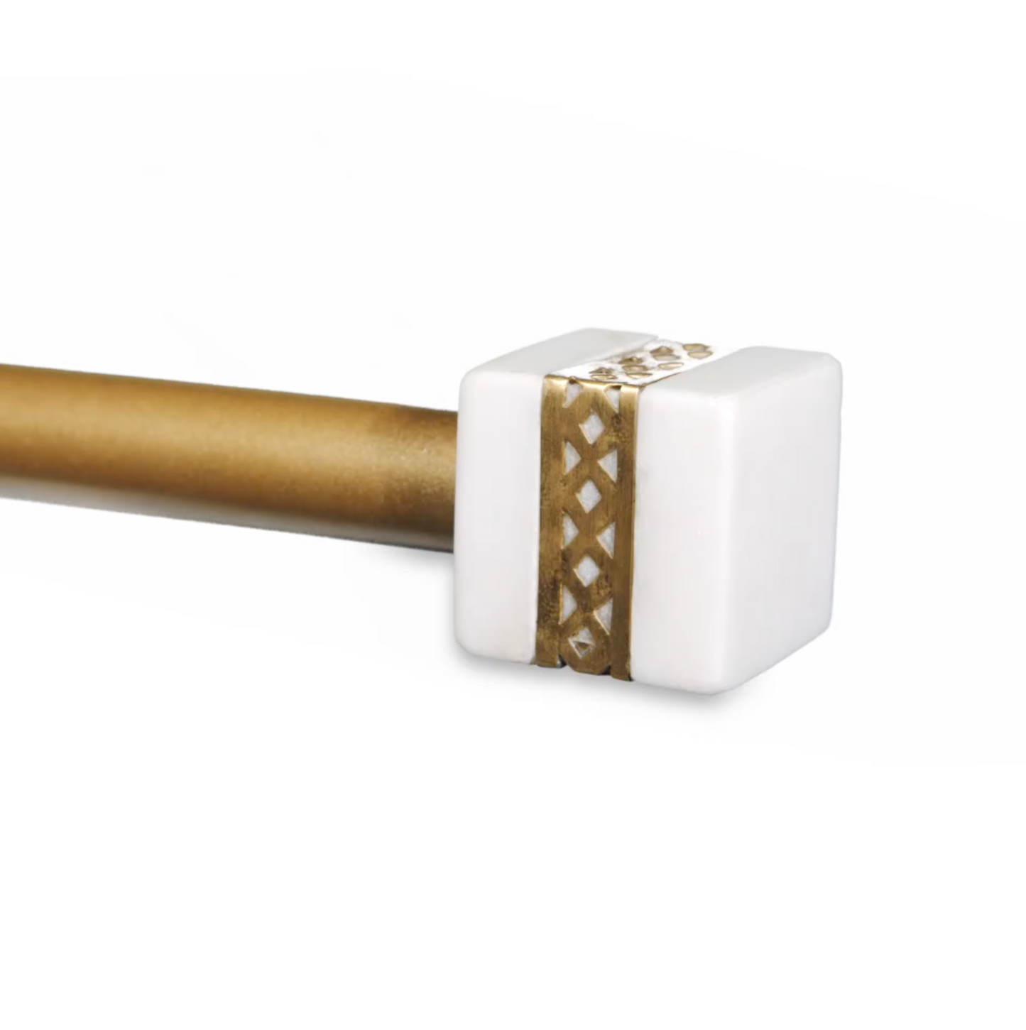 Modern Brass inlay & White Marble Curtain Rod Set