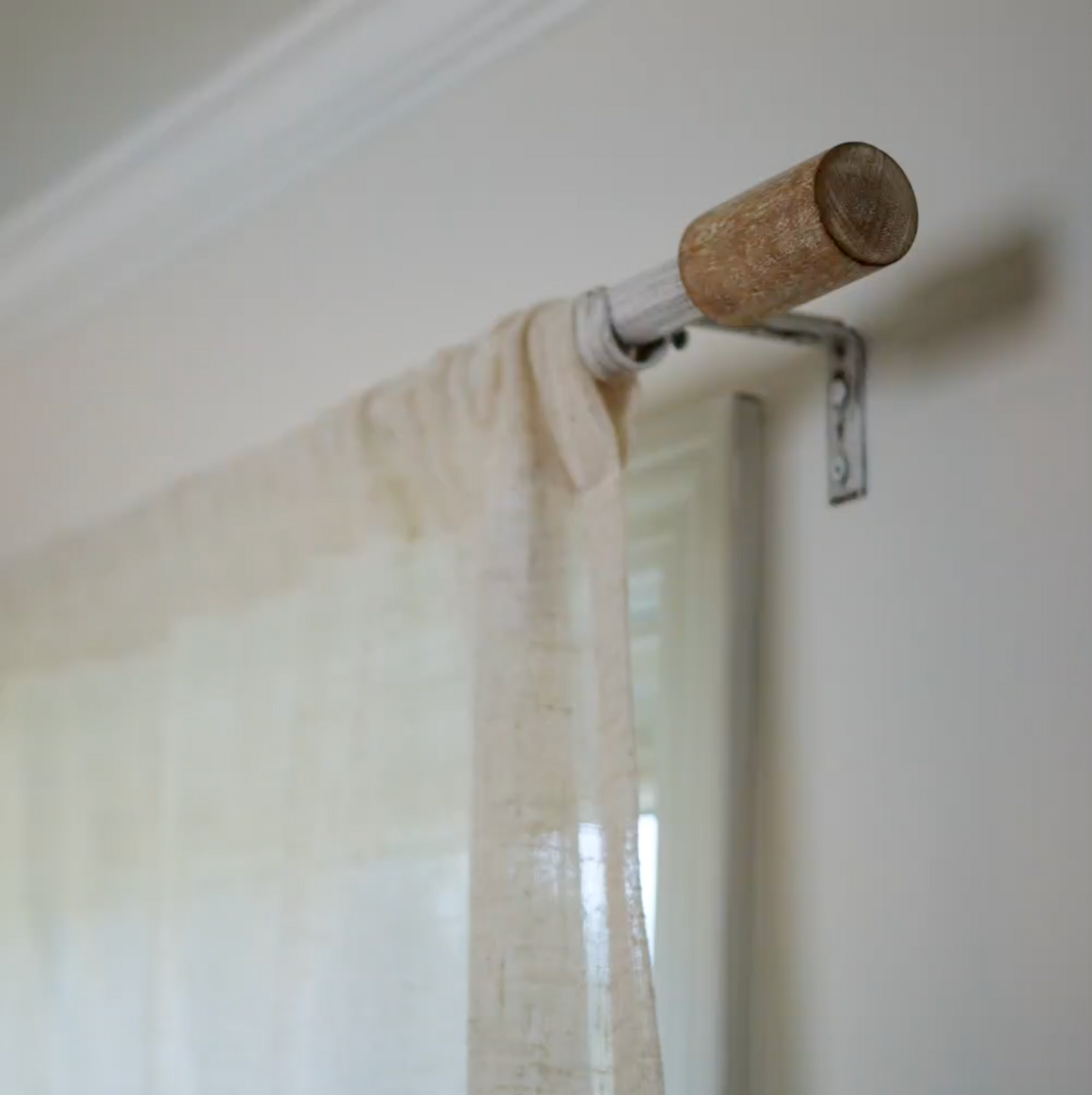 Modern Farmhouse Distressed White Barrel Curtain Rod Set