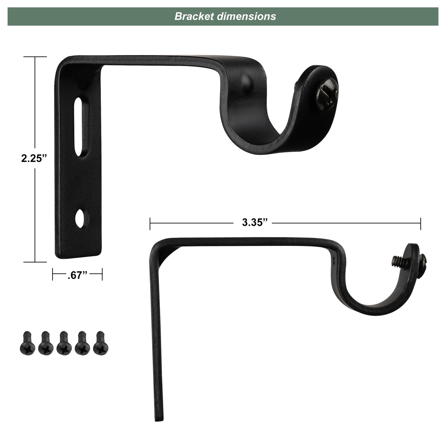 Modern End Cap Distressed Black Farmhouse Curtain Rod Set