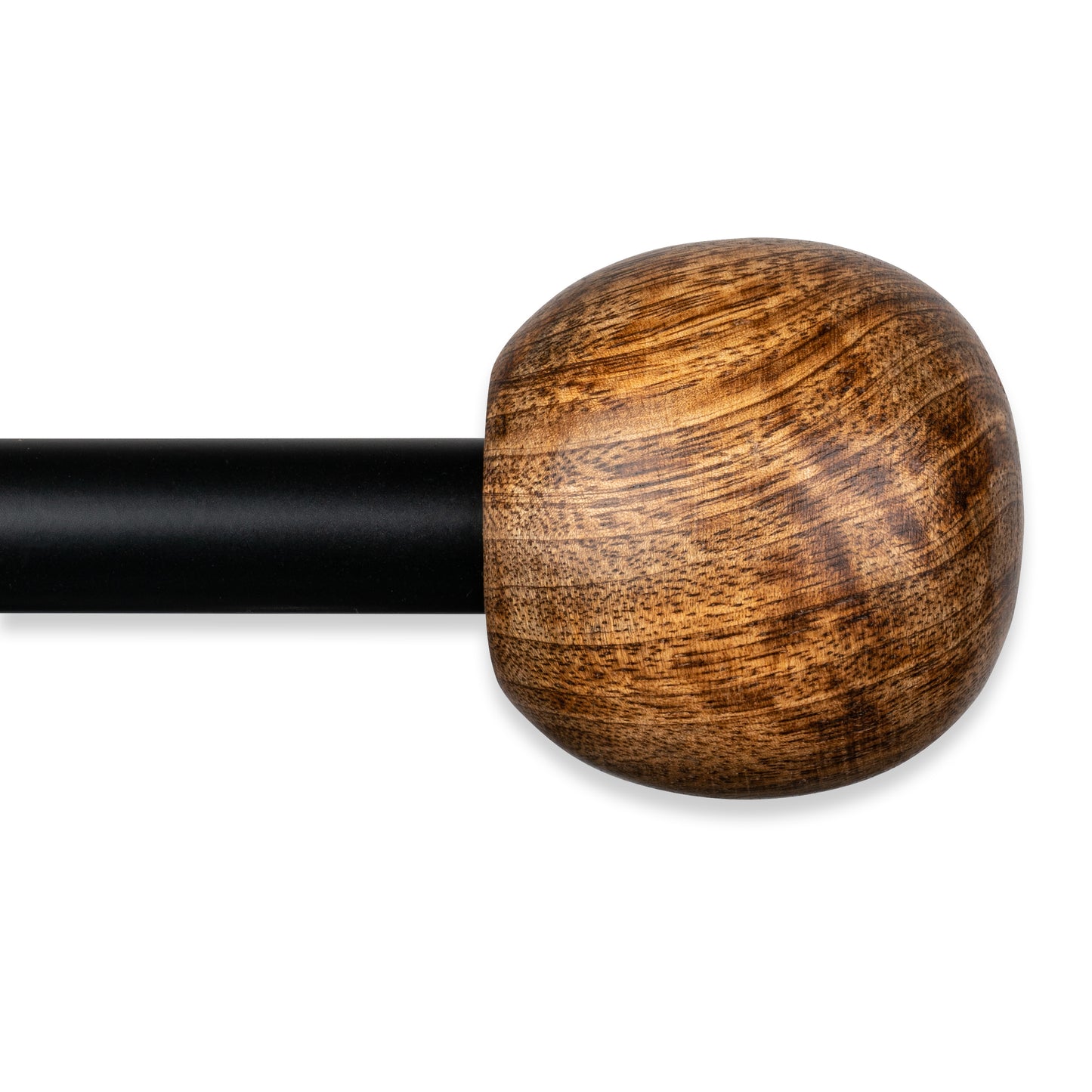 Grace Modern Farmhouse Natural Wood Black Curtain Rod Set