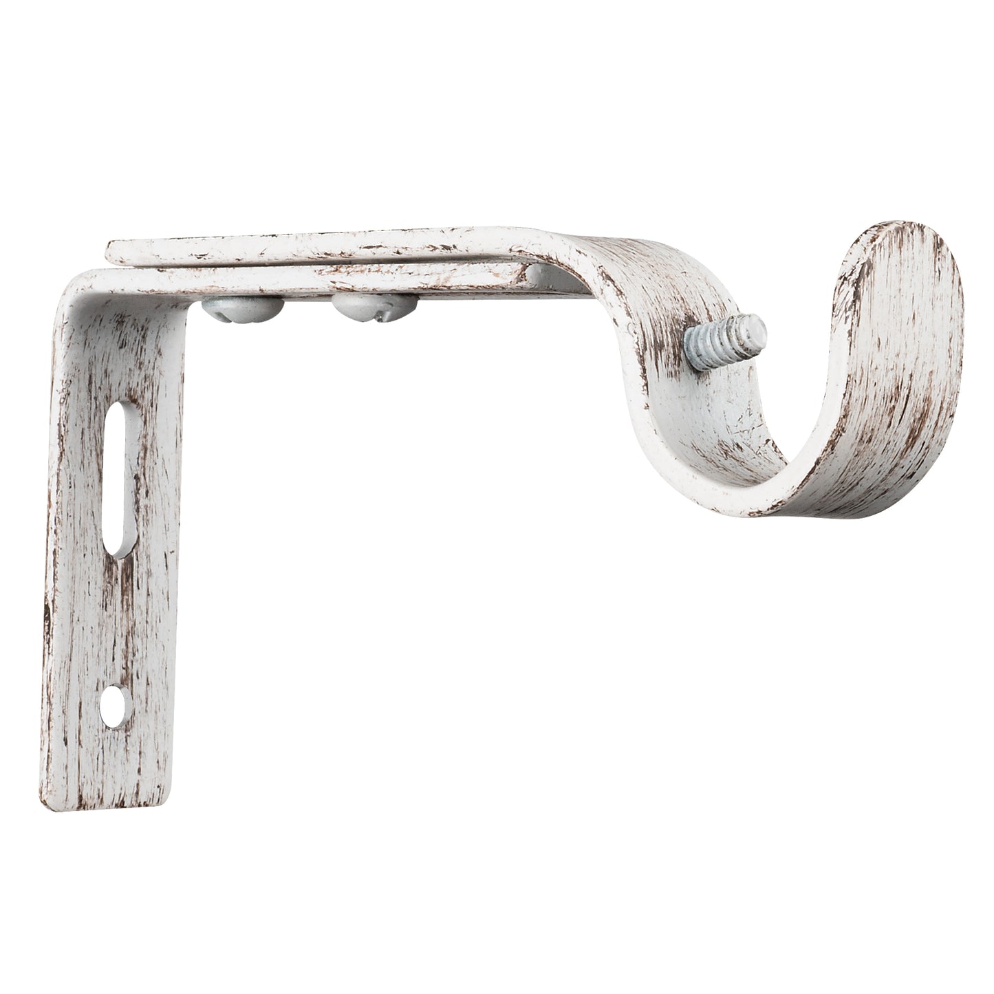 Modern Farmhouse Distressed White Barrel Curtain Rod Set