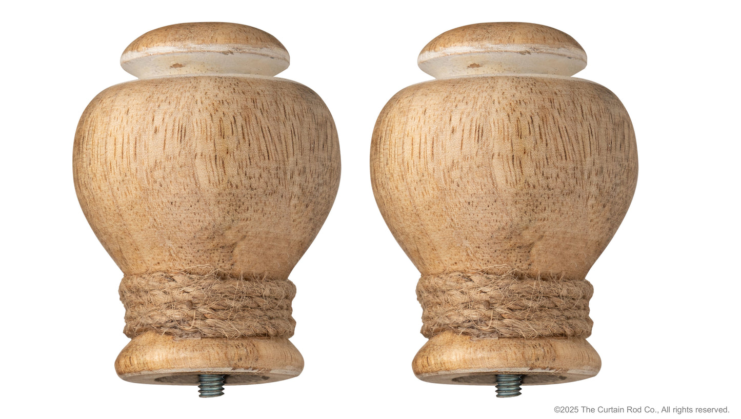 Bali Natural Wood with Bronze Rod Farmhouse Curtain Rod Set