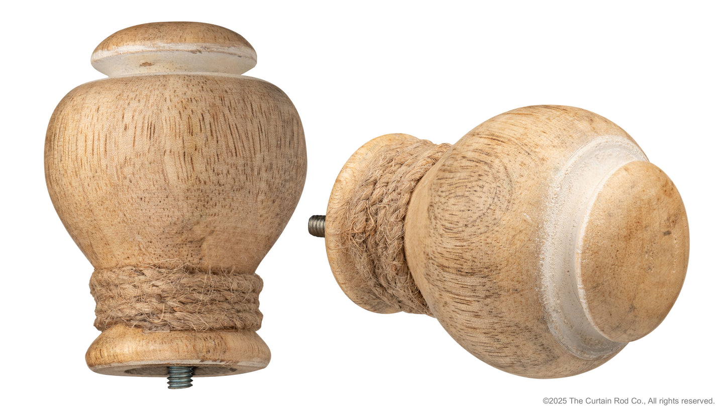 Bali Natural Wood with Bronze Rod Farmhouse Curtain Rod Set