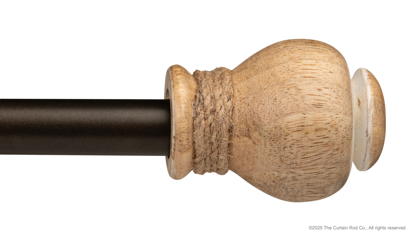 Bali Natural Wood with Bronze Rod Farmhouse Curtain Rod Set