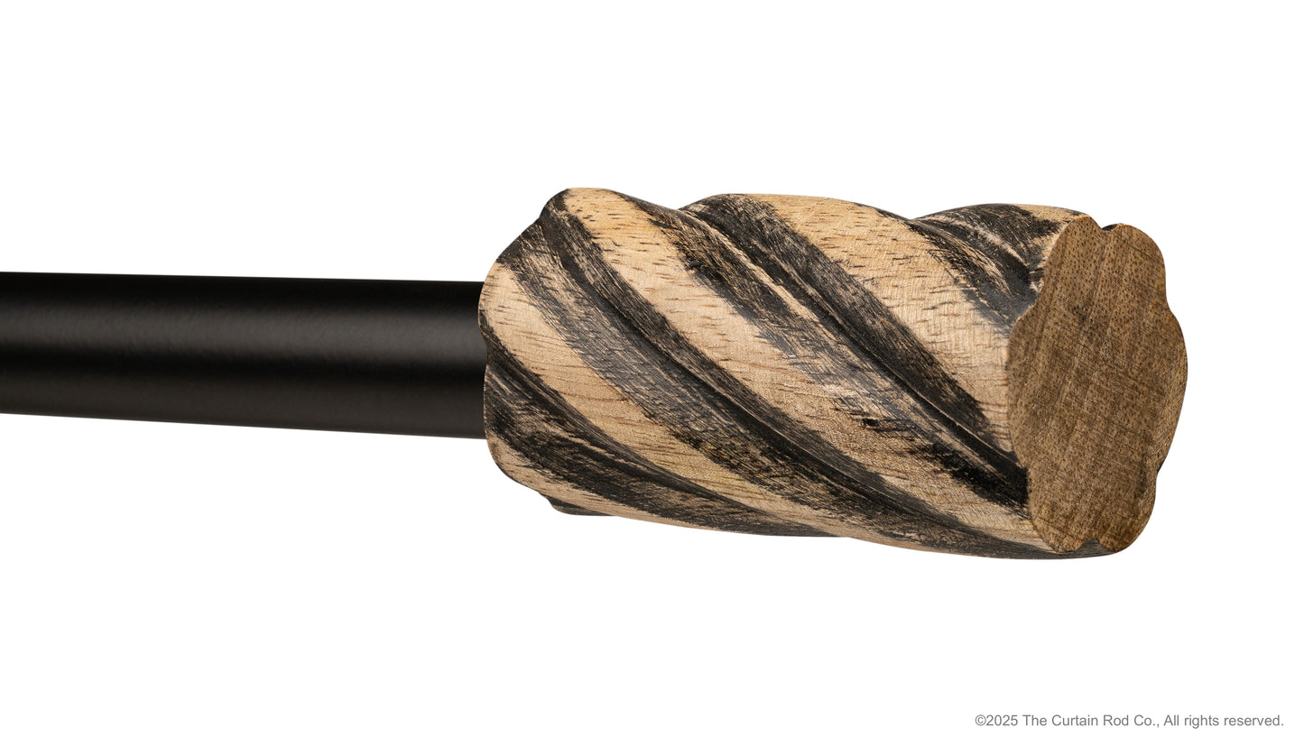 Vintage Barrel Farmhouse Rustic Natural Distressed Black Curtain Rod Set