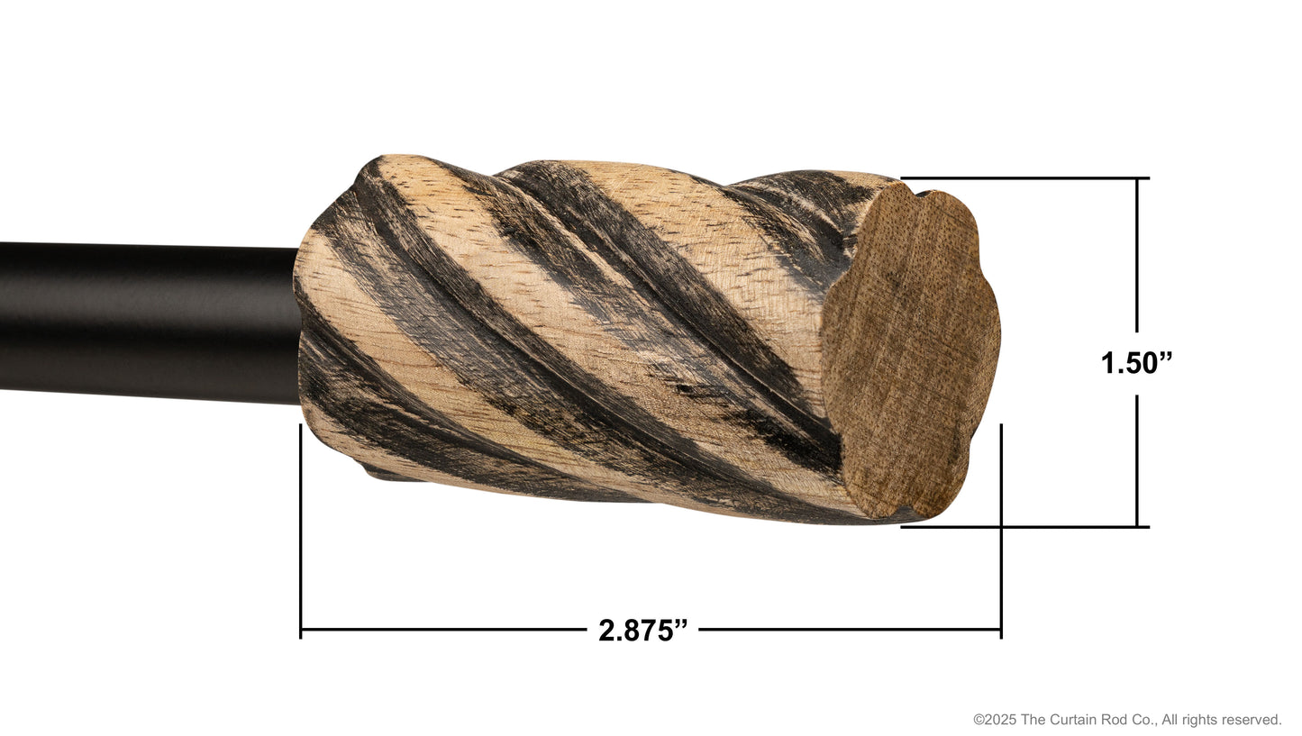 Vintage Barrel Farmhouse Rustic Natural Distressed Black Curtain Rod Set