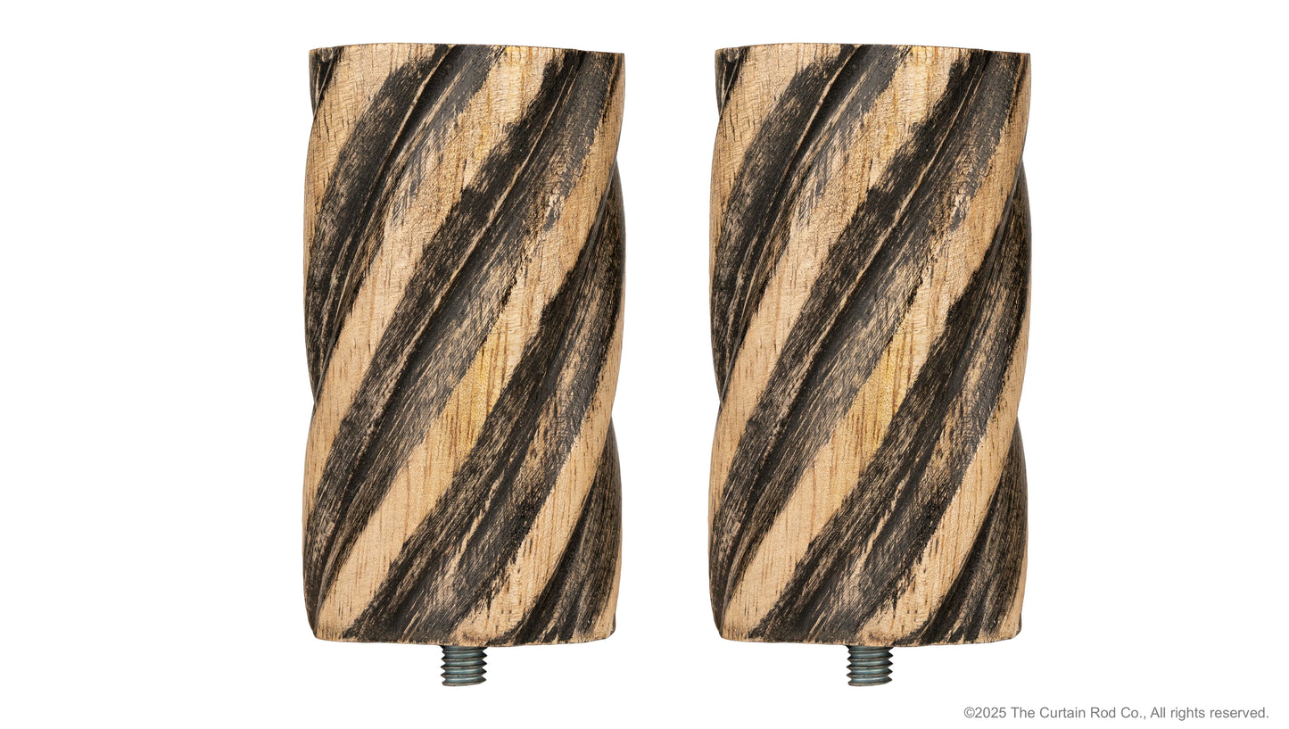 Vintage Barrel Farmhouse Rustic Natural Distressed Black Curtain Rod Set