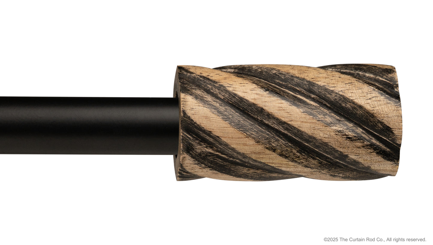 Vintage Barrel Farmhouse Rustic Natural Distressed Black Curtain Rod Set