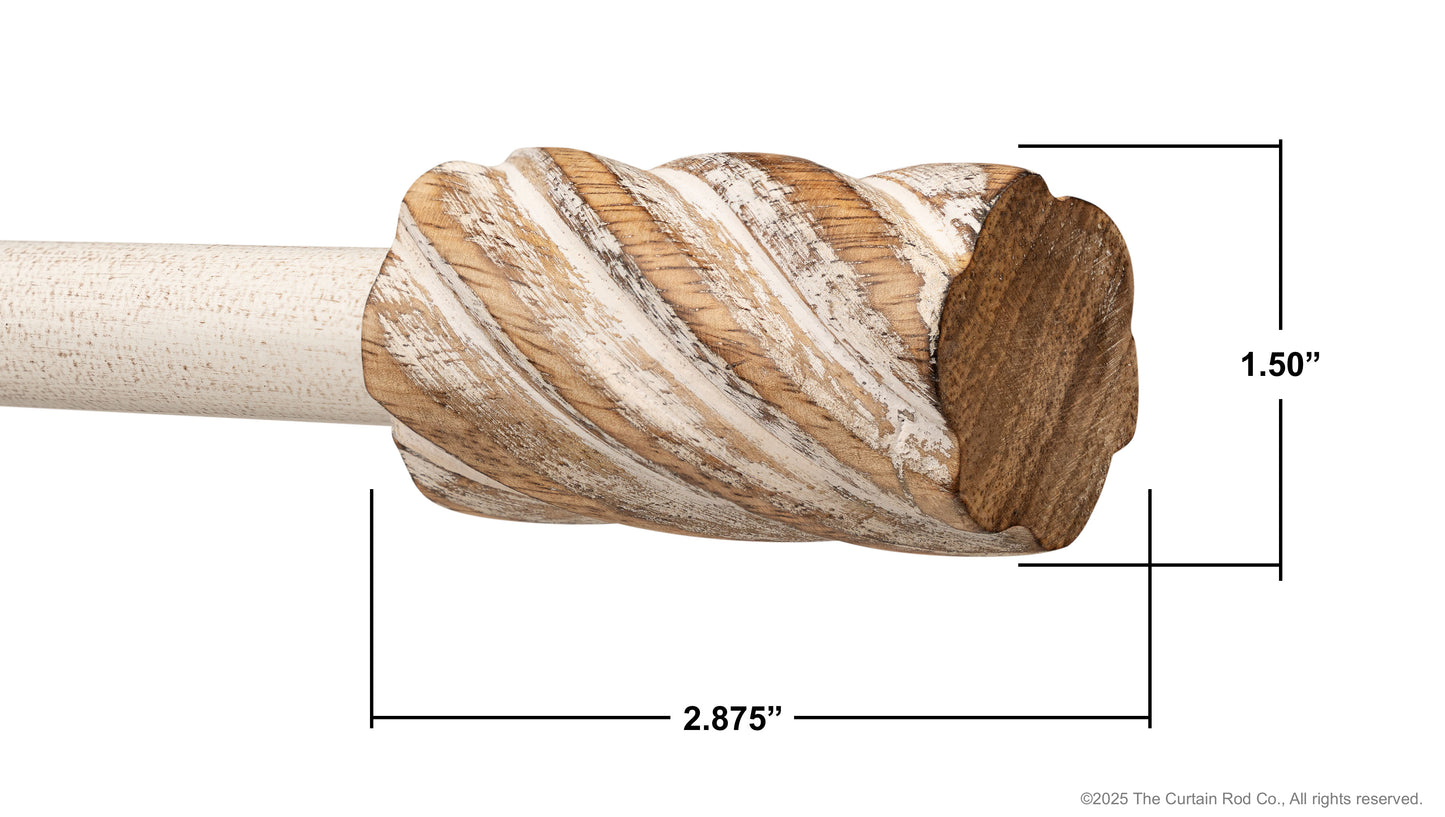 Vintage Barrel Farmhouse Rustic Natural Distressed White Curtain Rod Set