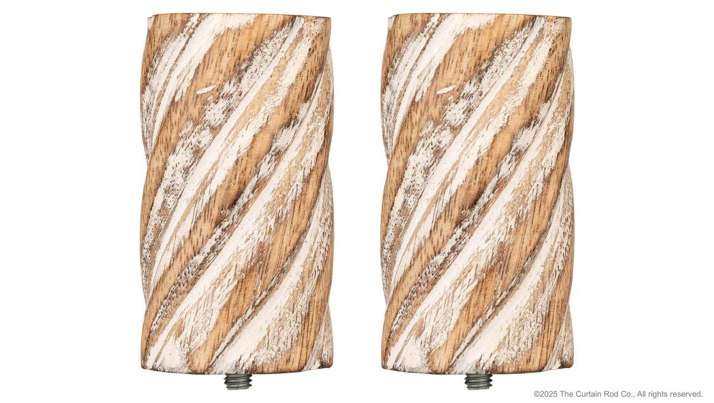 Vintage Barrel Farmhouse Rustic Natural Distressed White Curtain Rod Set