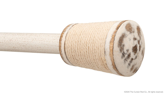 Micah Farmhouse Rustic Distressed White Rope Curtain Rod Set