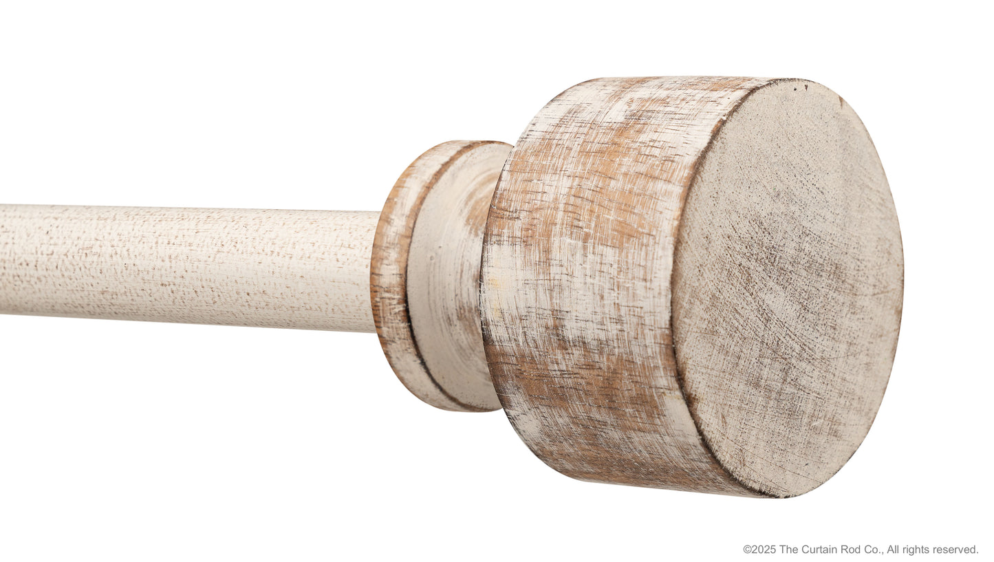 Ezra Distressed White Wood Modern Farmhouse Curtain Rod Set