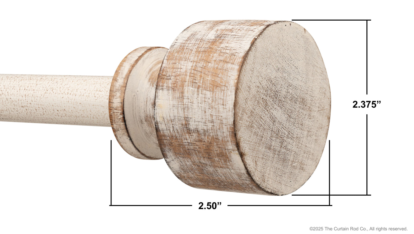 Ezra Distressed White Wood Modern Farmhouse Curtain Rod Set