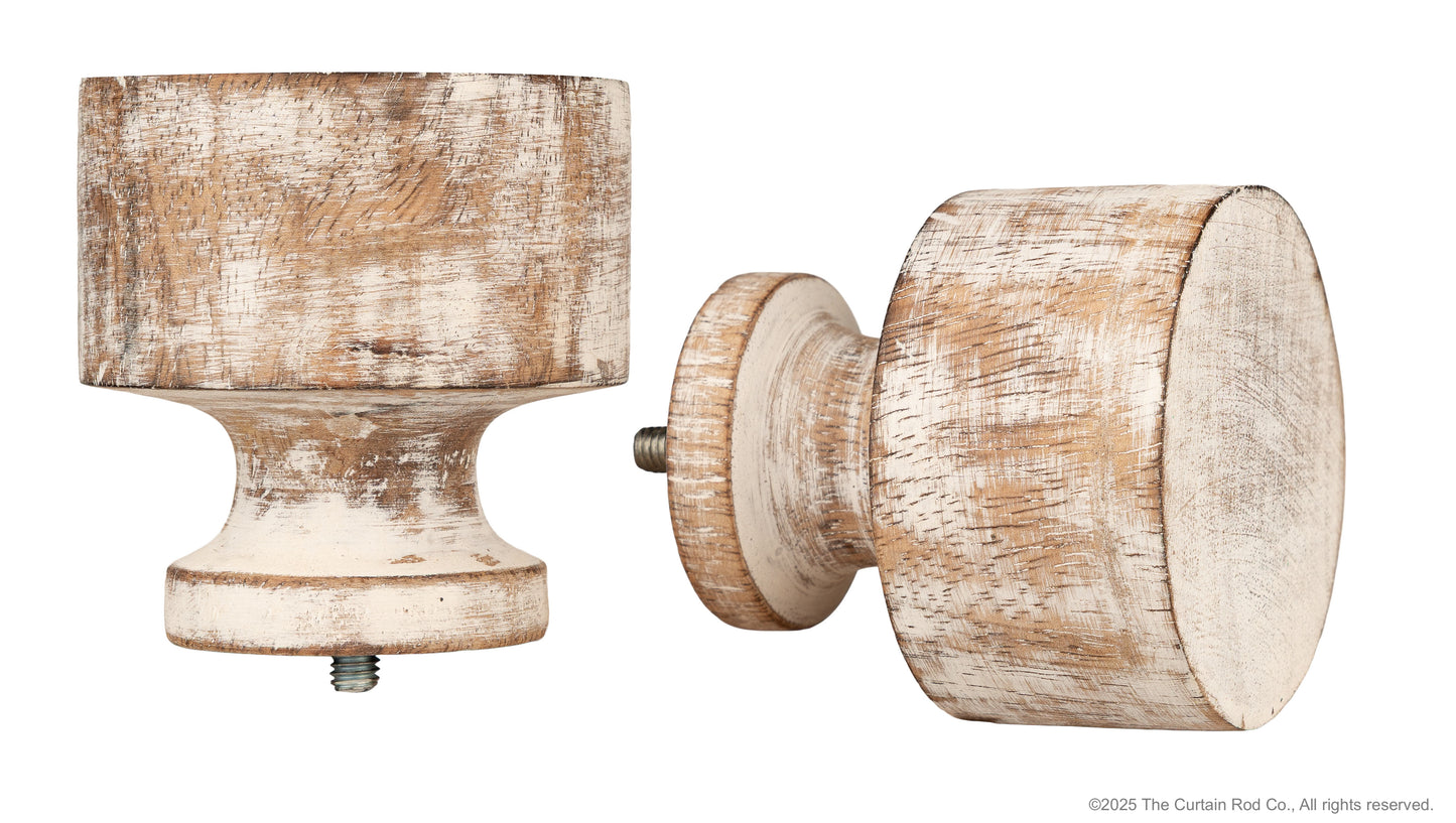 Ezra Distressed White Wood Modern Farmhouse Curtain Rod Set