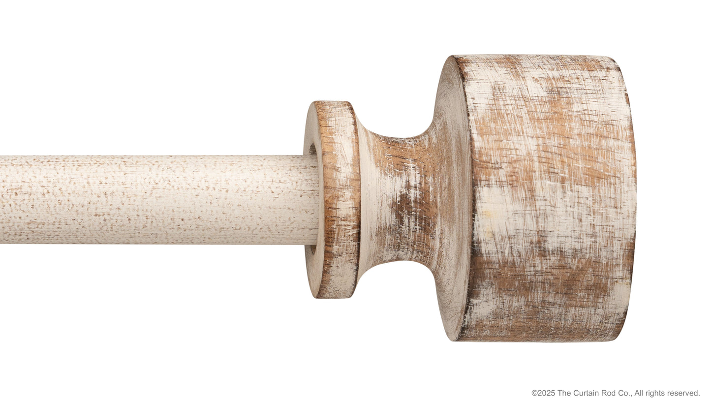 Ezra Distressed White Wood Modern Farmhouse Curtain Rod Set