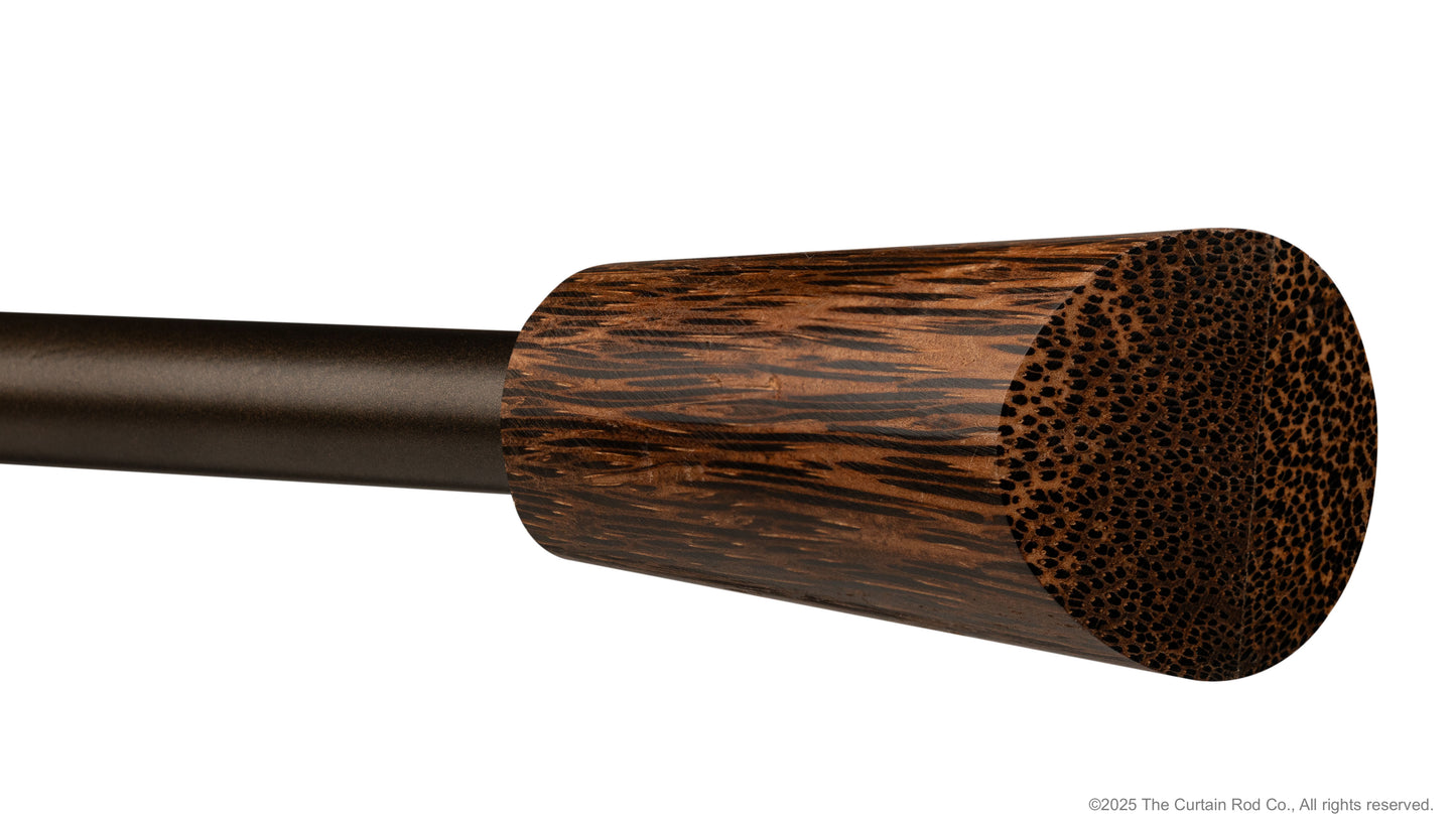 Wenge Real Wood Modern Bronze or Matte Black Farmhouse Curtain Rod Set