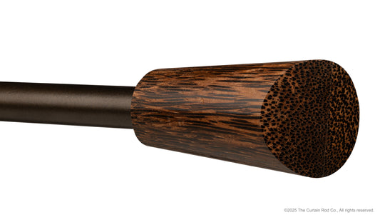 Wenge Real Wood Modern Bronze or Matte Black Farmhouse Curtain Rod Set