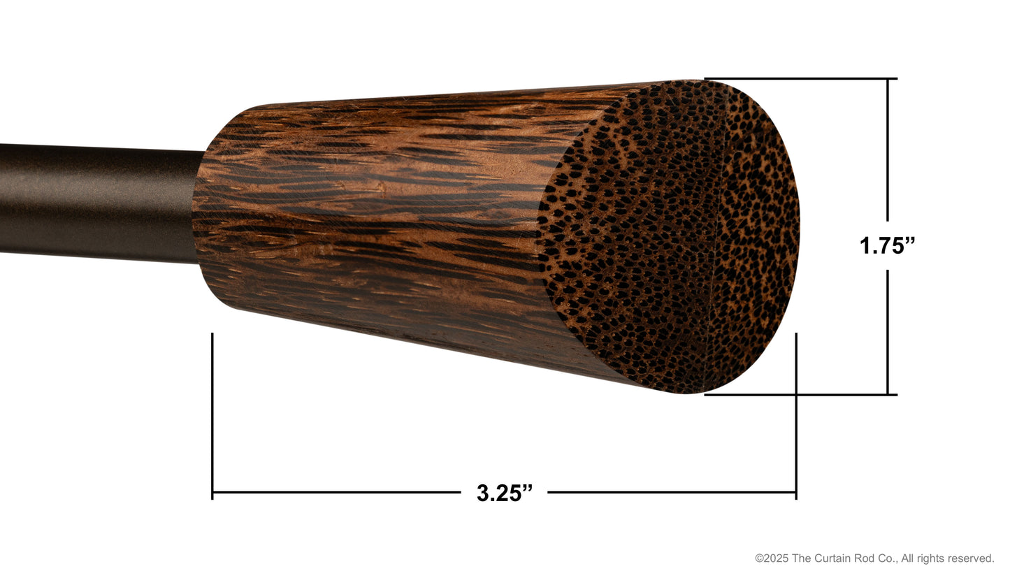 Wenge Real Wood Modern Bronze or Matte Black Farmhouse Curtain Rod Set