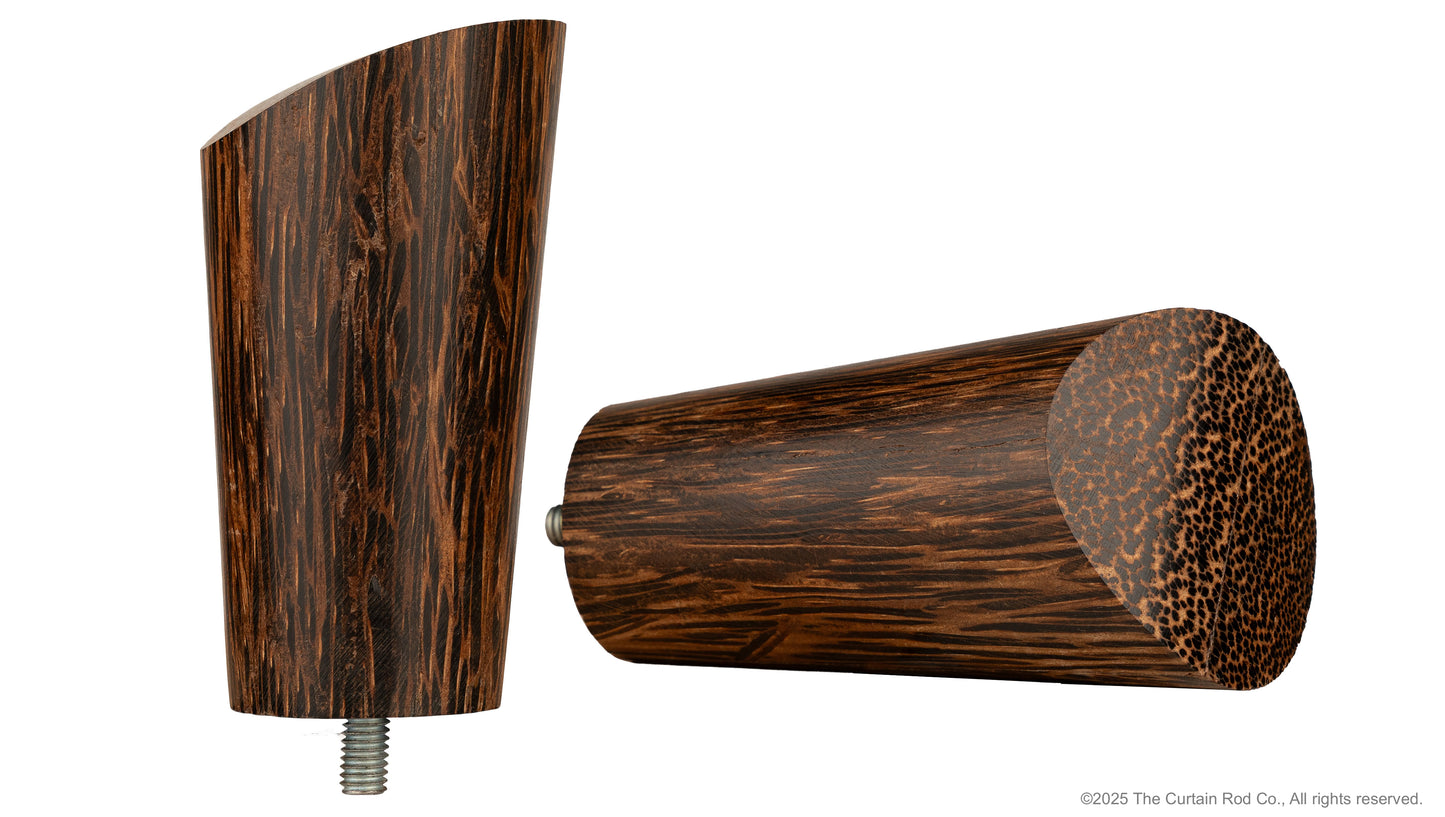 Wenge Real Wood Modern Bronze or Matte Black Farmhouse Curtain Rod Set