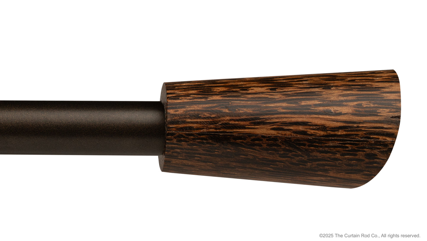 Wenge Real Wood Modern Bronze or Matte Black Farmhouse Curtain Rod Set