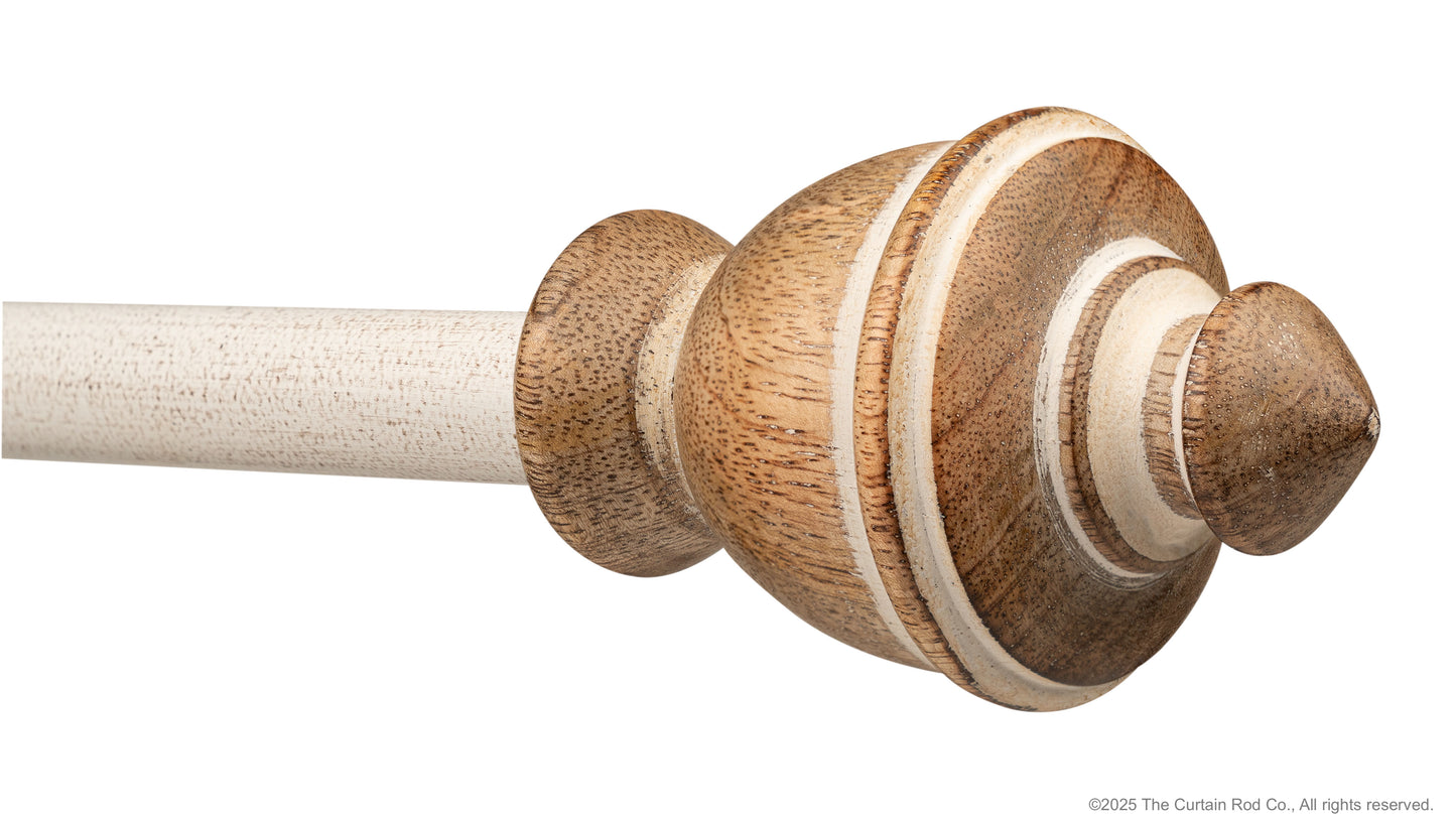 Vintage Farmhouse Rustic Natural Distressed White Curtain Rod Set