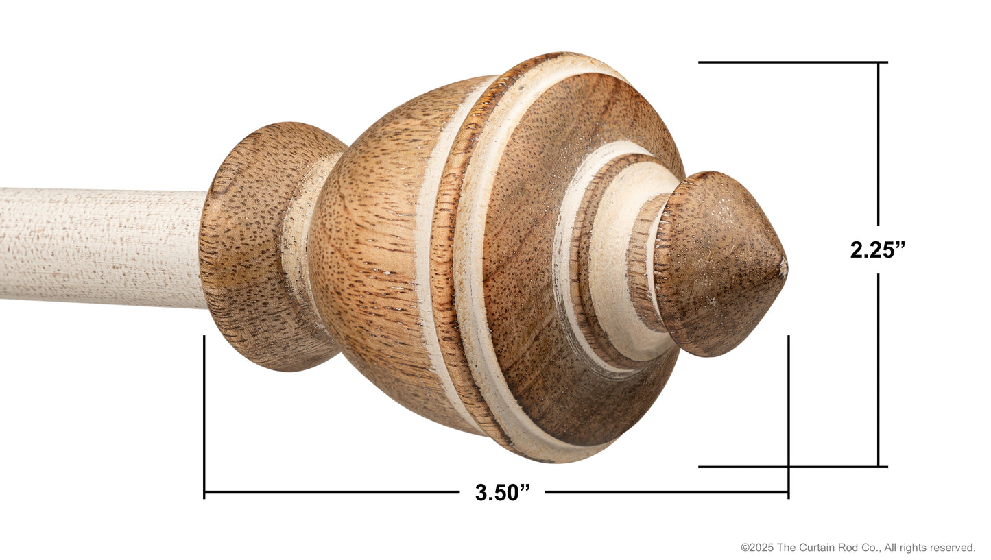 Vintage Farmhouse Rustic Natural Distressed White Curtain Rod Set