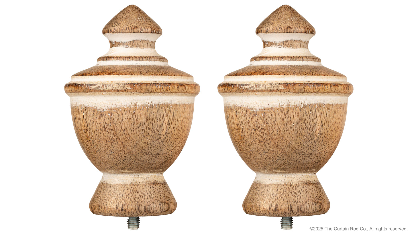 Vintage Farmhouse Rustic Natural Distressed White Curtain Rod Set