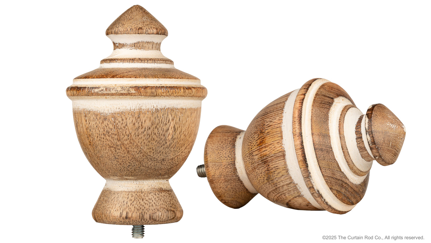 Vintage Farmhouse Rustic Natural Distressed White Curtain Rod Set