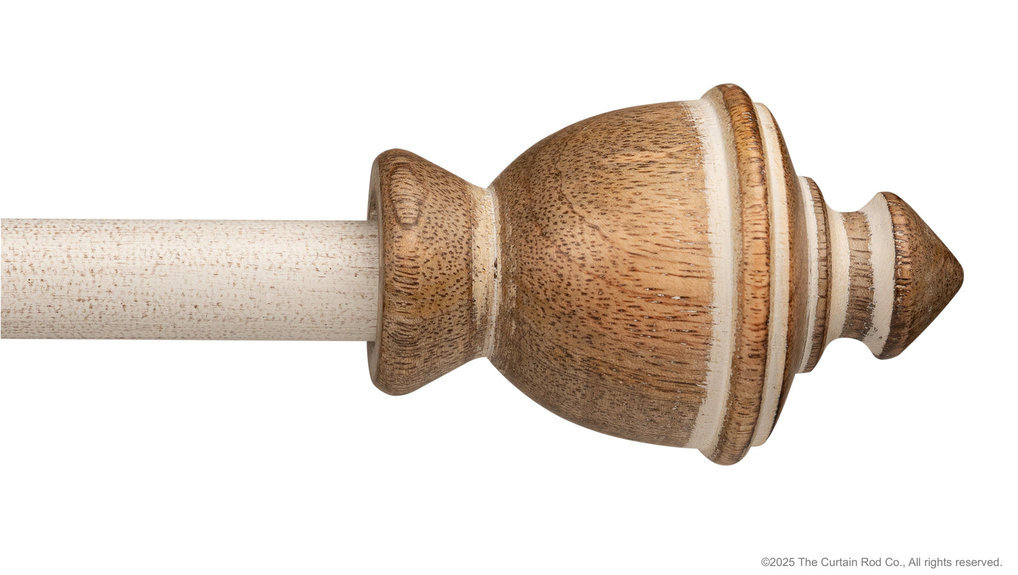 Vintage Farmhouse Rustic Natural Distressed White Curtain Rod Set