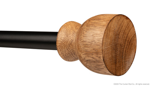 Modern Urn Natural Farmhouse with Wooden Finials Curtain Rod Set