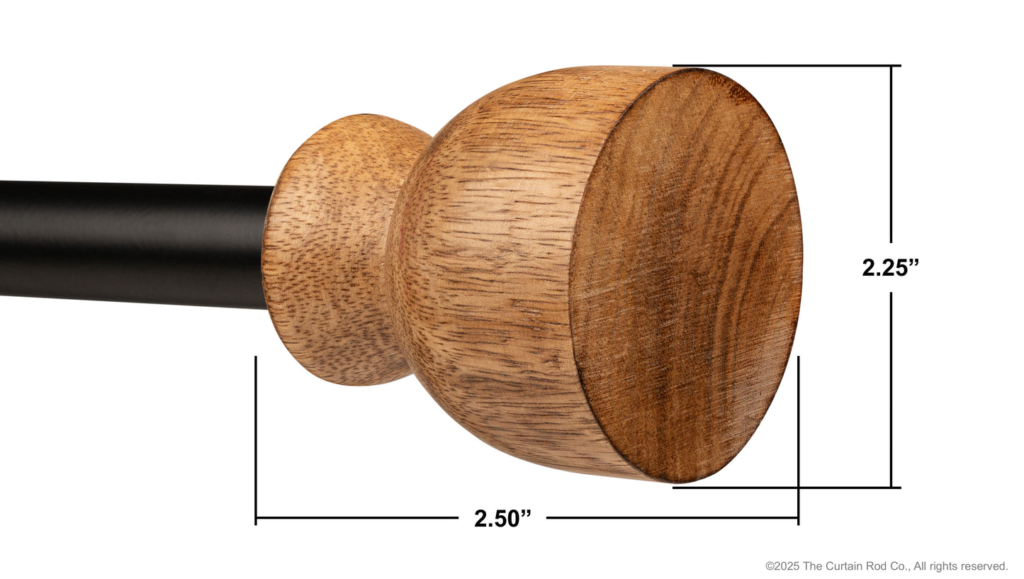 Modern Urn Natural Farmhouse with Wooden Finials Curtain Rod Set