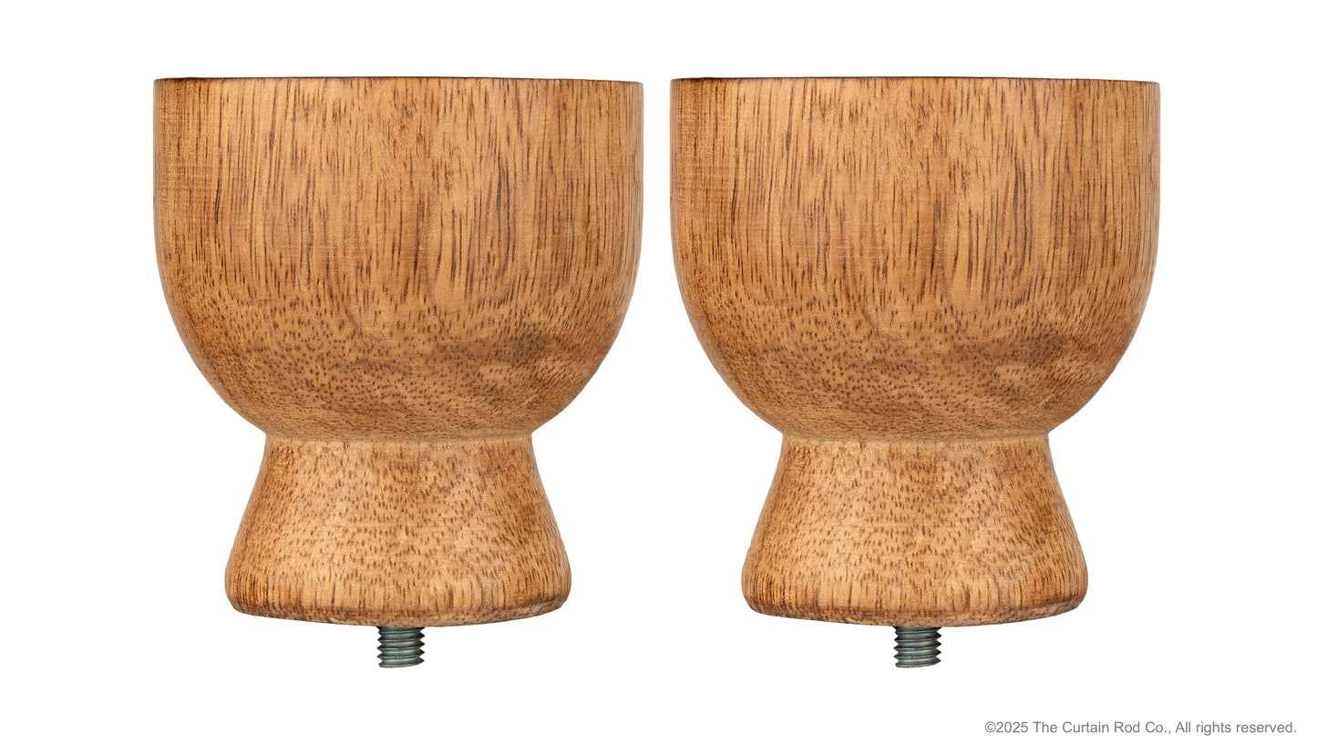 Modern Urn Natural Farmhouse with Wooden Finials Curtain Rod Set