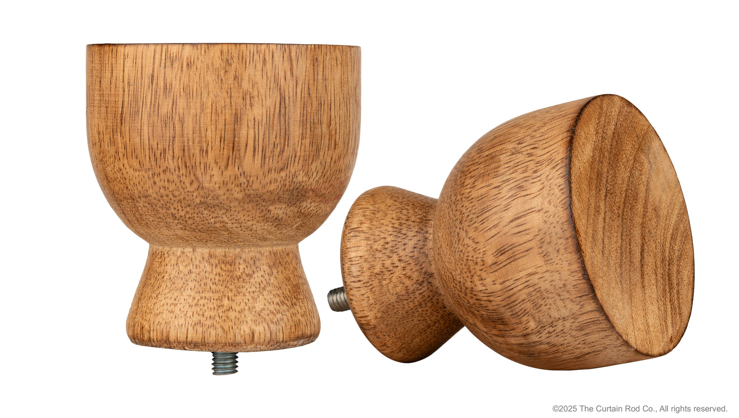 Modern Urn Natural Farmhouse with Wooden Finials Curtain Rod Set