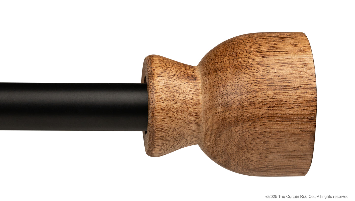 Modern Urn Natural Farmhouse with Wooden Finials Curtain Rod Set