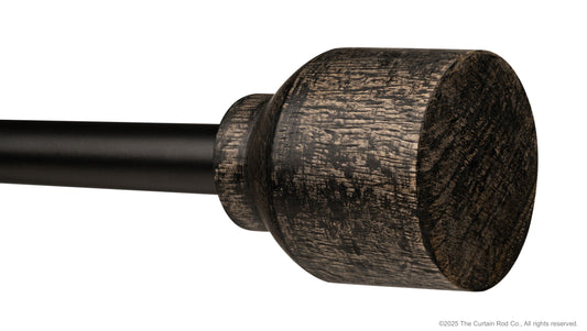 Matea Modern Farmhouse Distressed Black Farmhouse Curtain Rod Set