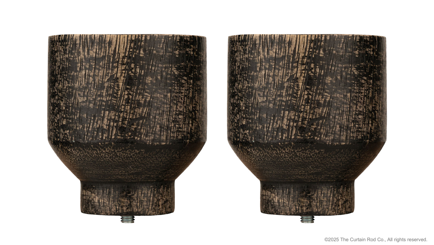 Matea Modern Farmhouse Distressed Black Farmhouse Curtain Rod Set