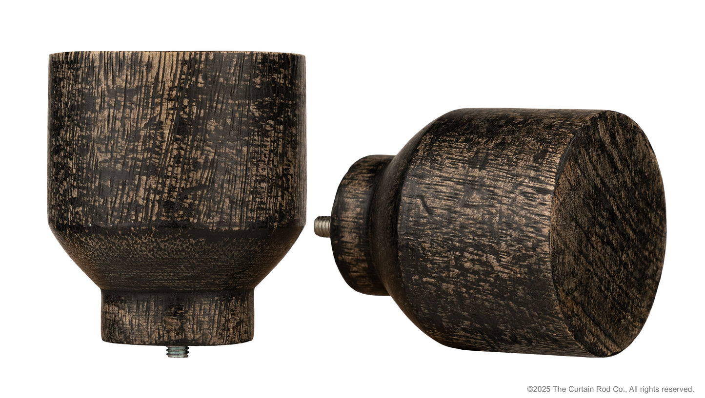 Matea Modern Farmhouse Distressed Black Farmhouse Curtain Rod Set