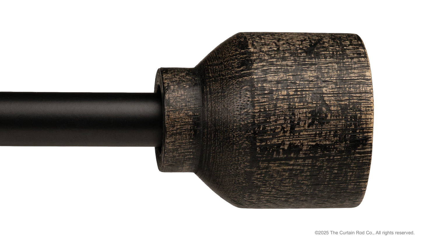 Matea Modern Farmhouse Distressed Black Farmhouse Curtain Rod Set